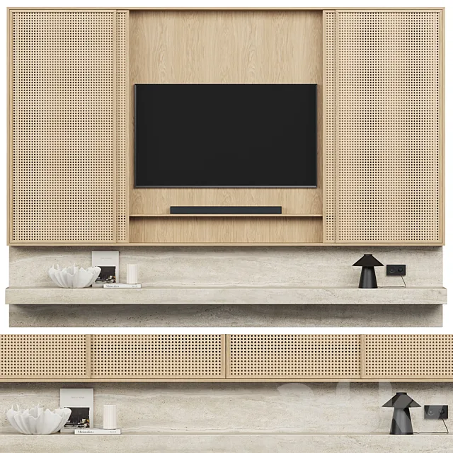 TV Wall with Chipper lamp 3D Model