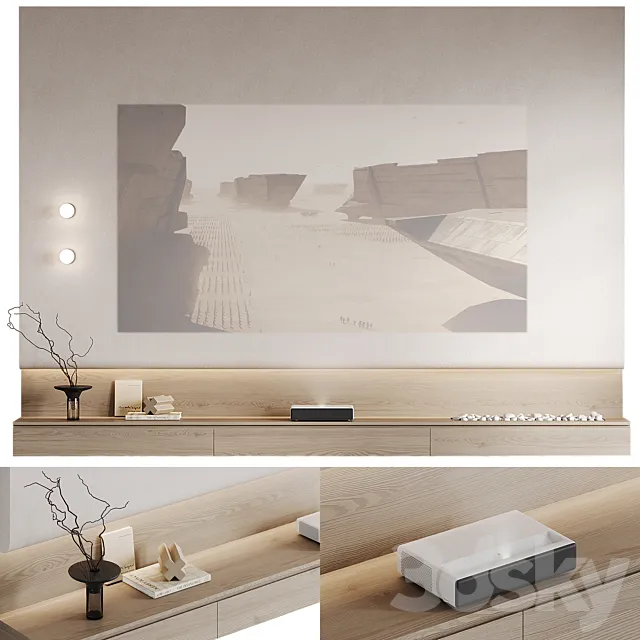 TV wall with Xiaomi laser projector 3D Model