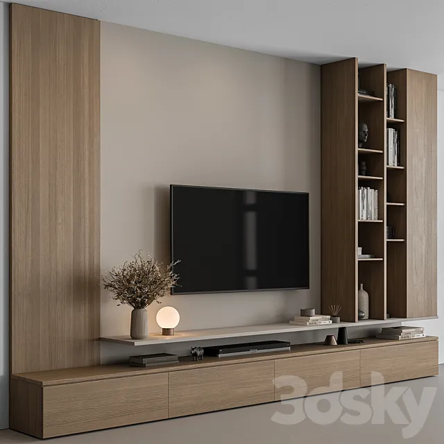 TV Wall Wooden - Set 107 3D Model