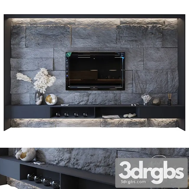 Tv zone in stone_1 3D Model Download