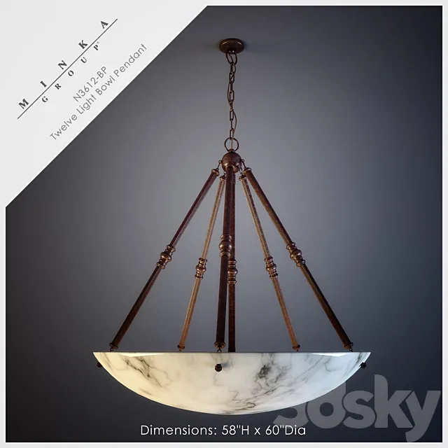 Twelve Light Bowl Pendant 3DModel