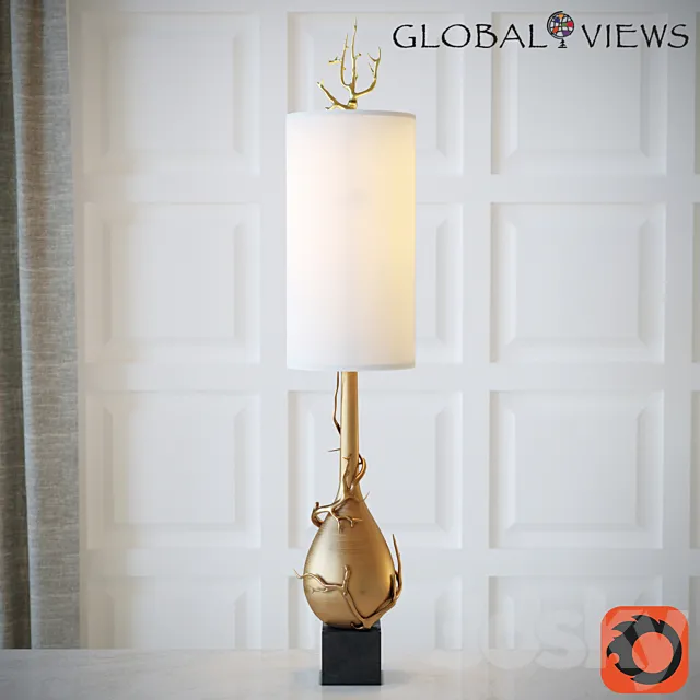 Twig Bulb Floor Lamp-Brass 3D Model