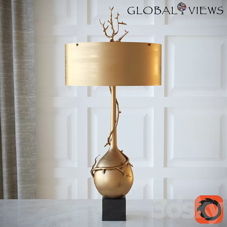 Twig Bulb Lamp-Brass 3D Model
