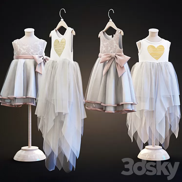 Two children's dresses 3D Model