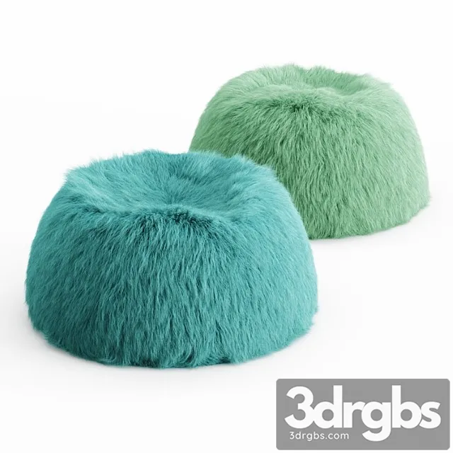 Two himalayan faux-fur beanbag 2 3D Model Free