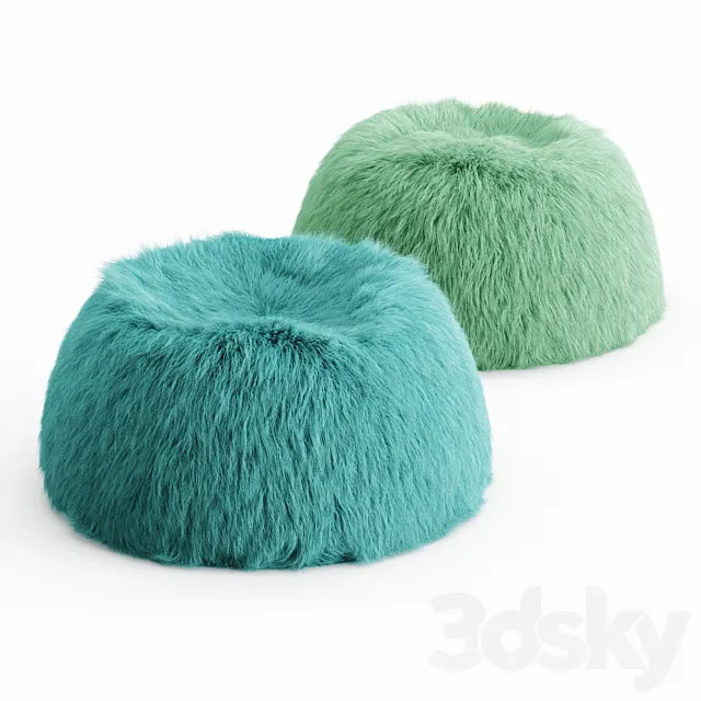 Two Himalayan Faux-Fur Beanbag 3DModel