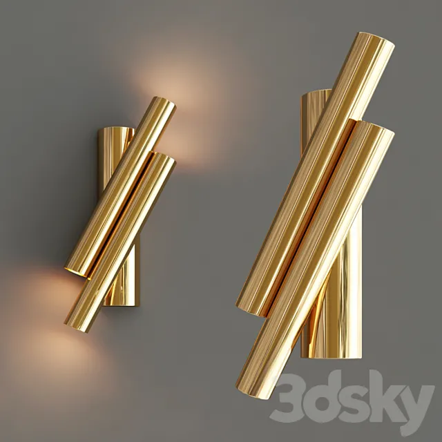 Two oblique rods wall 3D Model
