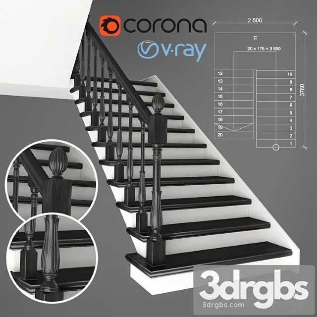 Two staircase staircase 2 version 3D Model Free