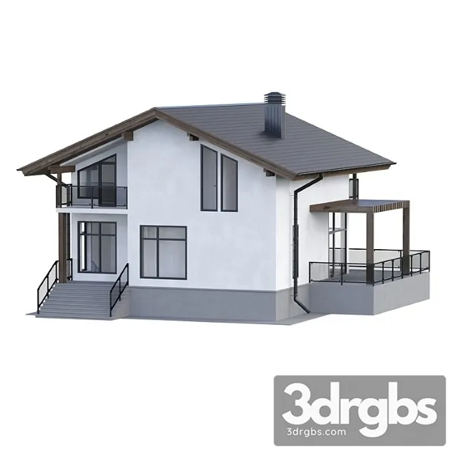 Two-storey house with a terrace Free Download