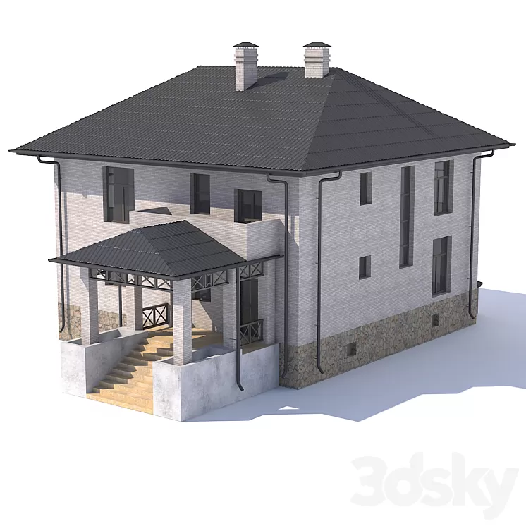 Two-storey house with balcony.