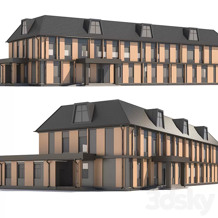 Two-story municipal building. 3D Model