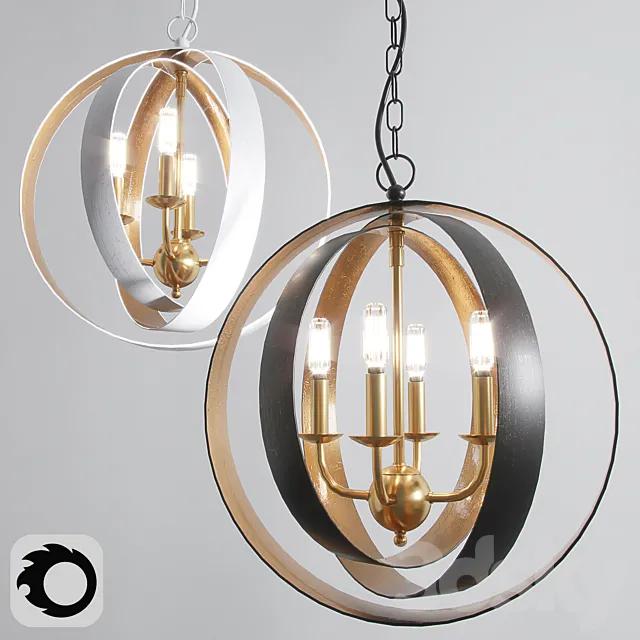 Two Tone Triple Sphere Chandlier Small 3D Model