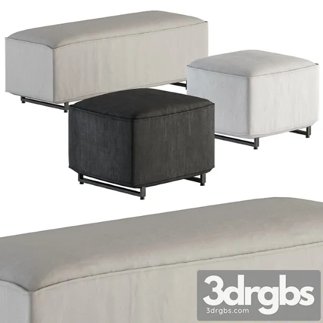 Two Type Bench Pouf Set 01 3D Model Free