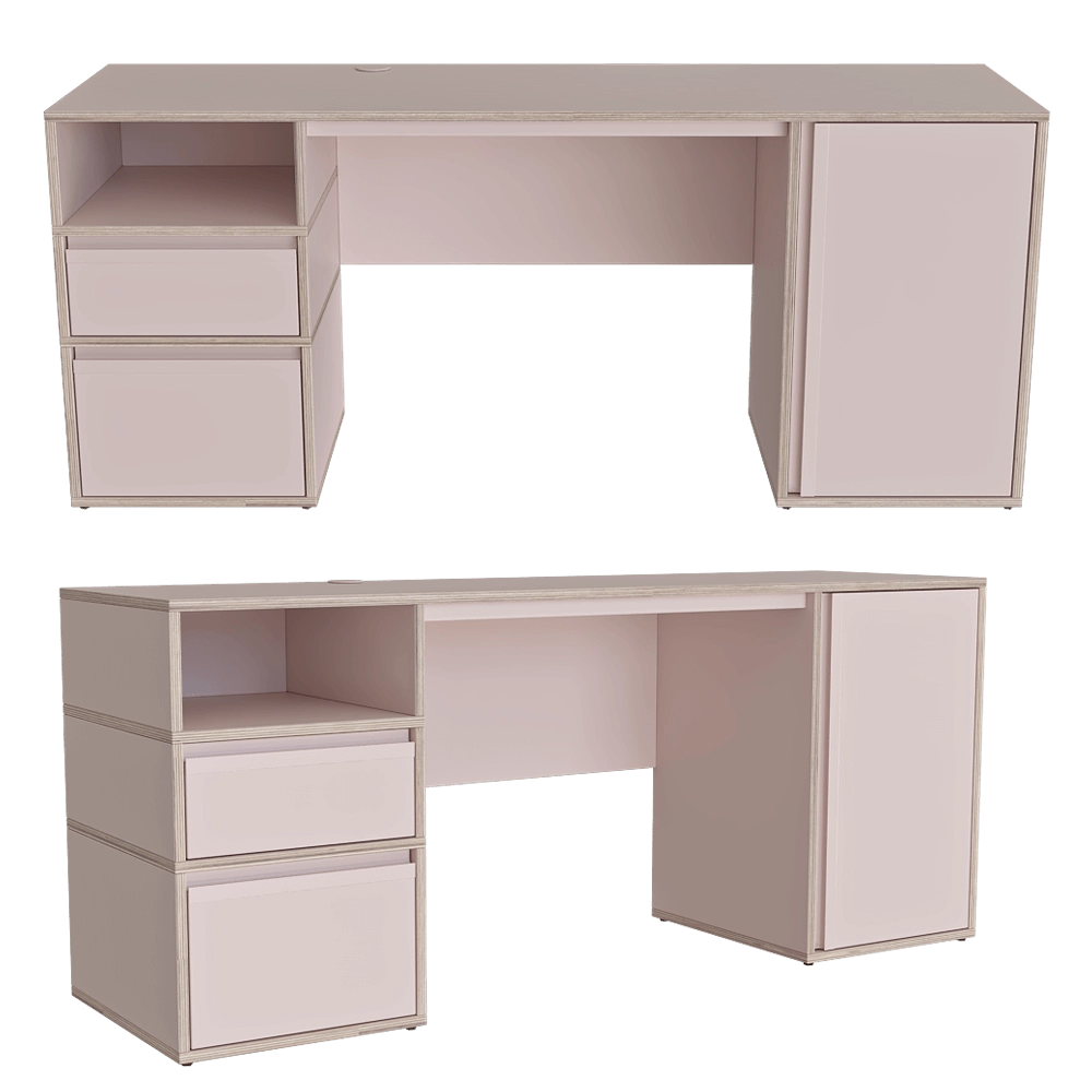 Tylko - Desk Dusty Pink Plywood 3D Model
