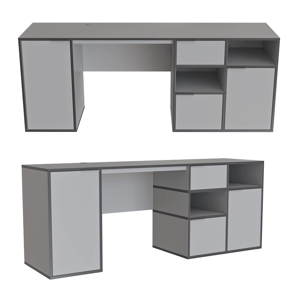 Tylko - Desk in Gray with Door and Drawers 3D Model