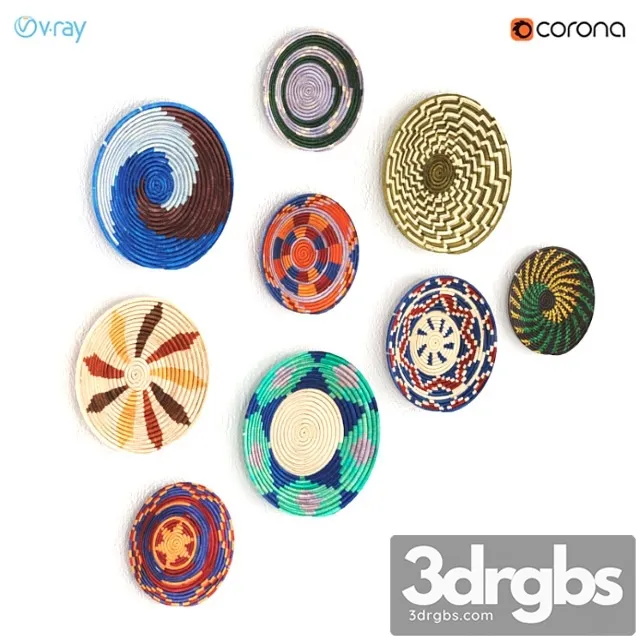 Uganda Wicker African Wall Baskets 3D Model Free