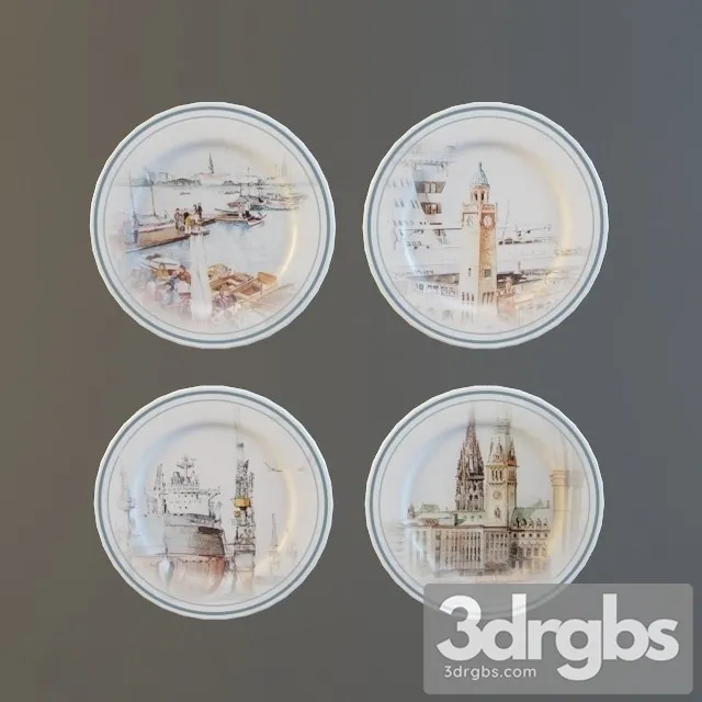 Uk Sence Plate Set 3D Model Free