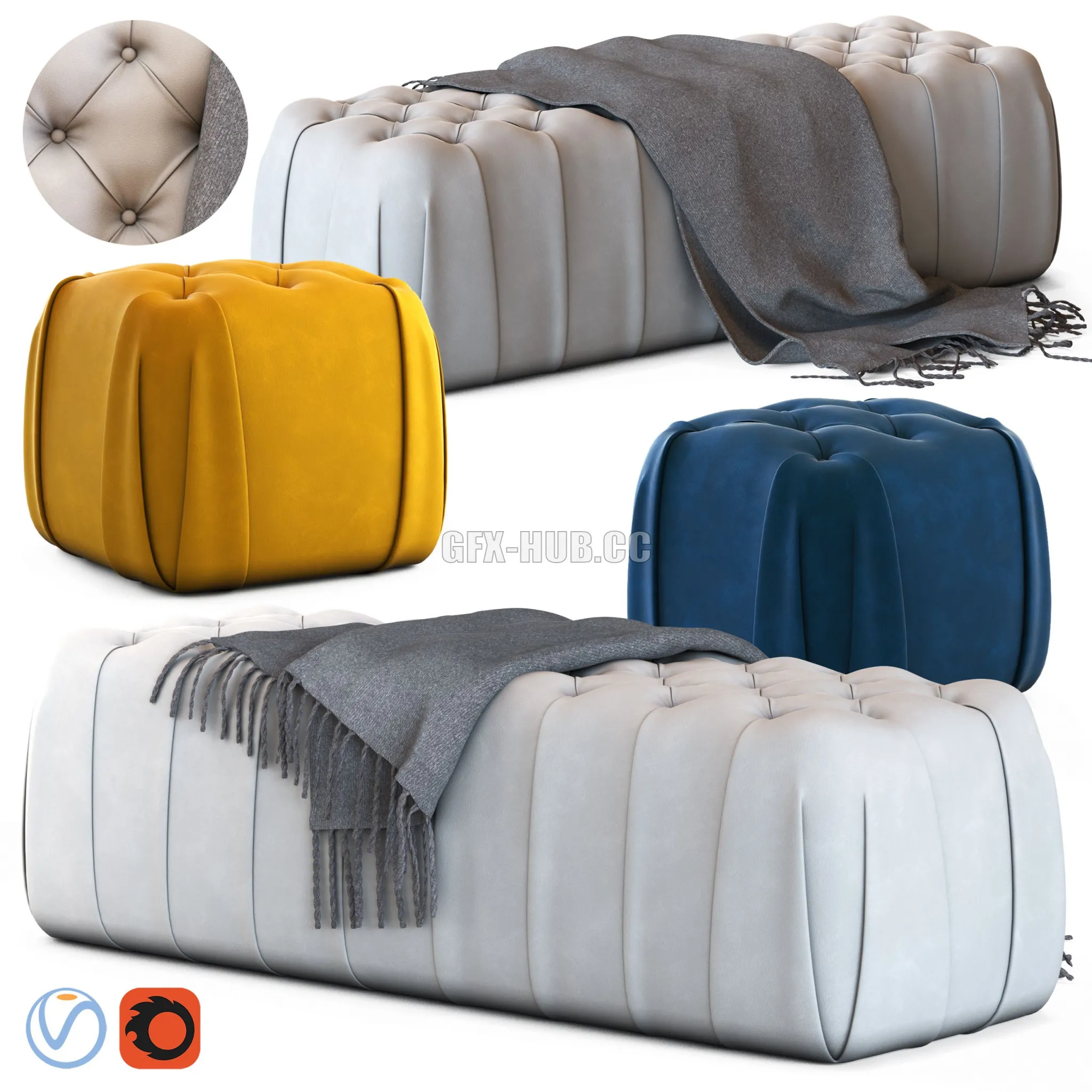 Ulivi Fly Poufs 3D Model