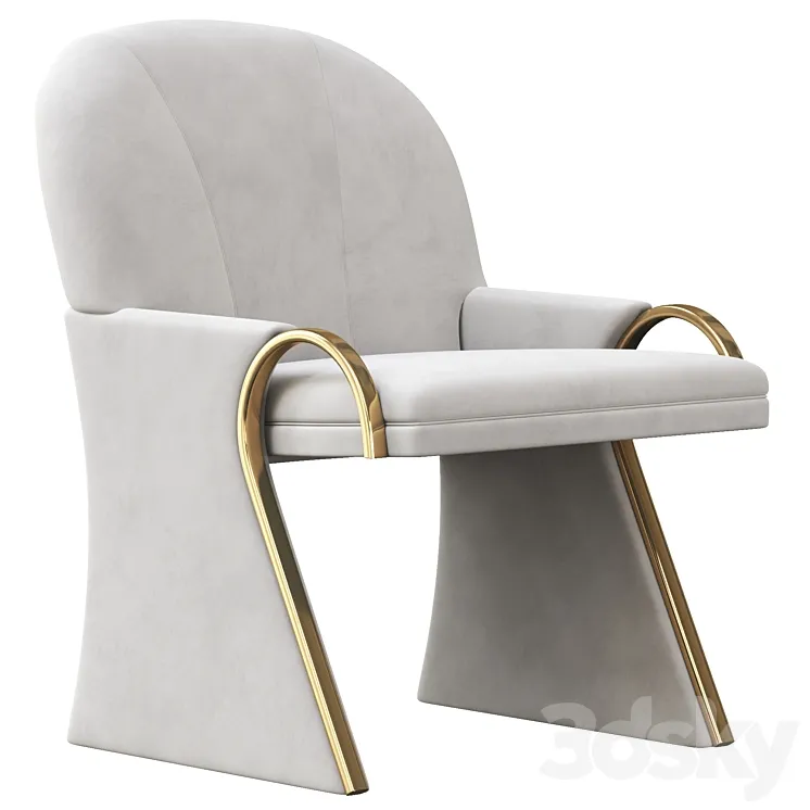 Uncommon Brass and Upholstered Art Deco Revival Lounge Chairs 3D Model Free