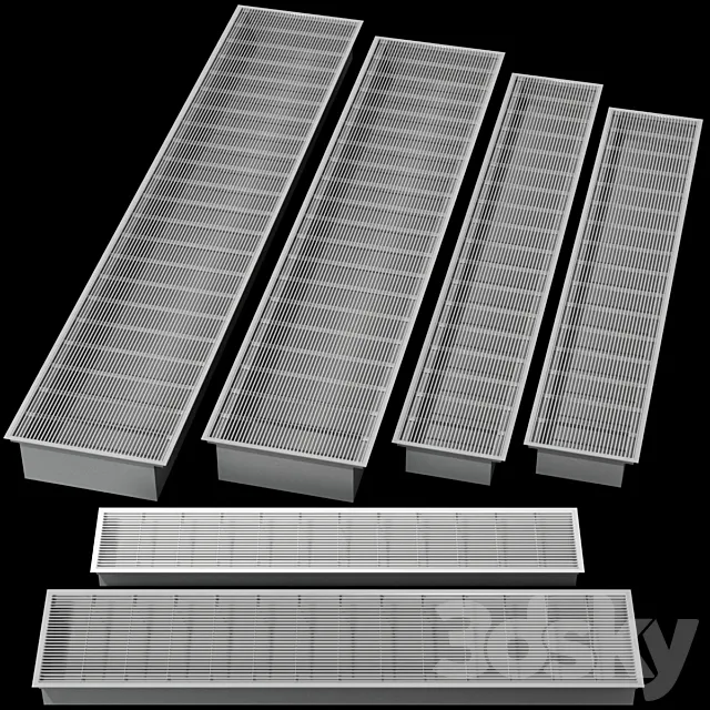 Underfloor recessed convector heating radiator 3D Model