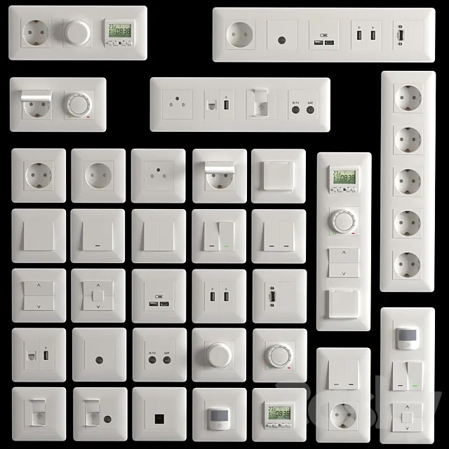 UNICA NEW Schneider Electric socket set 3D Model
