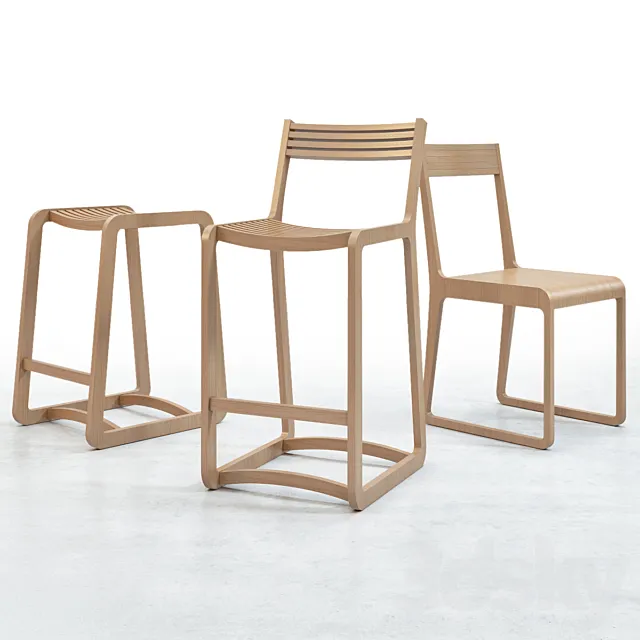 UNIKA MØBLÄR chairs with table 3D Model