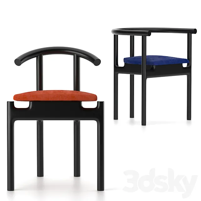 Unika Moblar Inge black _ velvet Hans black _ velvet Dining chair stool 3D Model