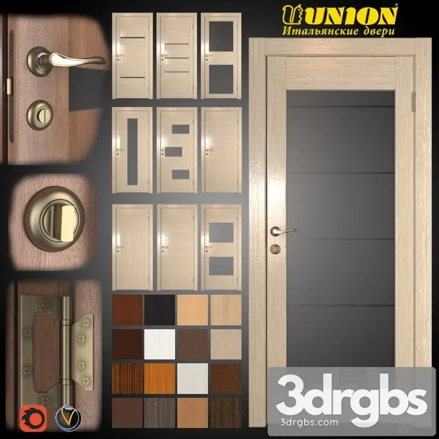 Union Doors 10 Pcs 16 Colors Infinity Collection 3D Model Free