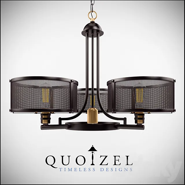 Union Station 3 Light Drum Chandelier by Quoizel 3D Model