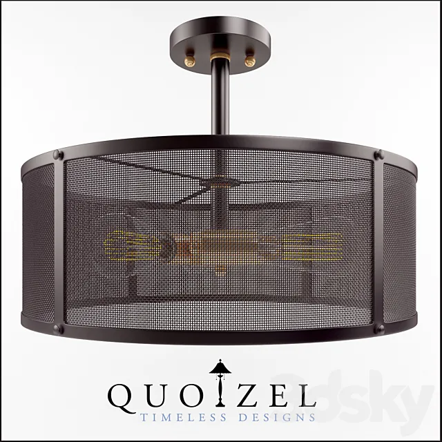 Union Station 3 Light Semi-Flush Mount by Quoizel 3D Model