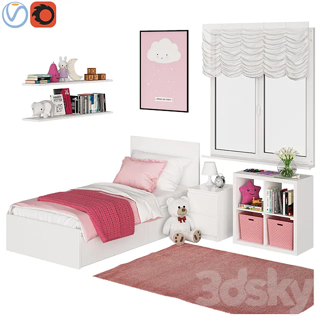 Universal children room Pink 3D Model
