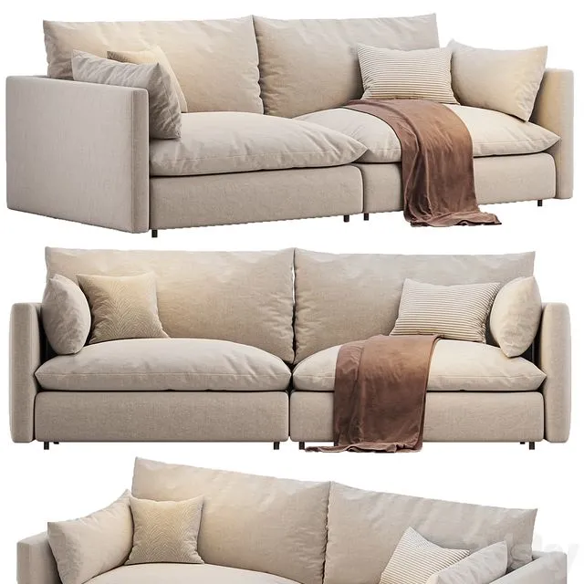 Unwind 2 Piece Slipcovered Sofa 3D Model