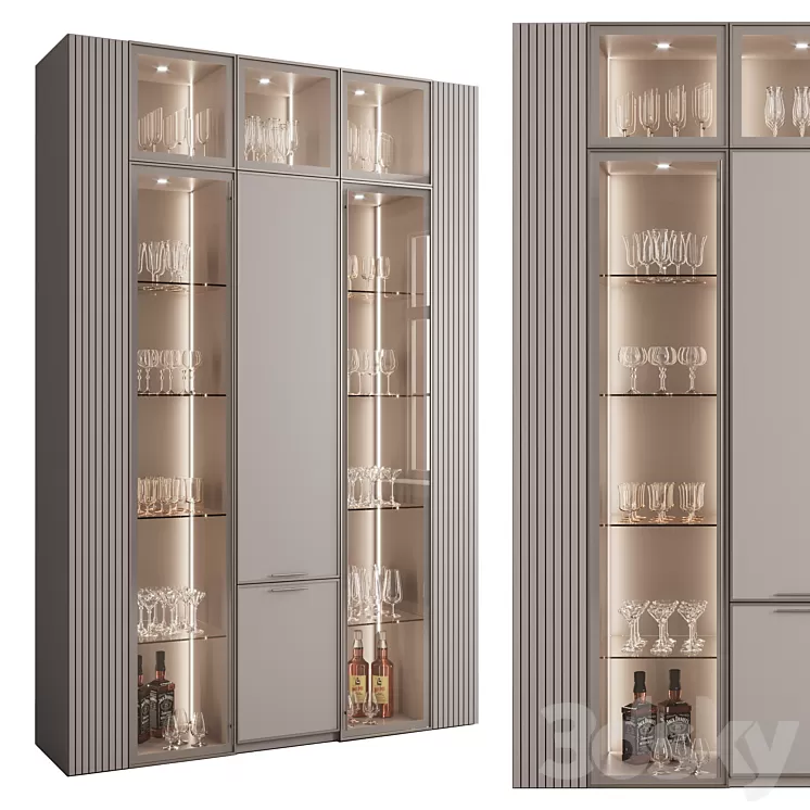 Сupboard with dishes My Design №23 3D Model Free