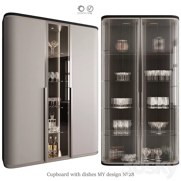 Сupboard with dishes My Design №28 3D Model Free