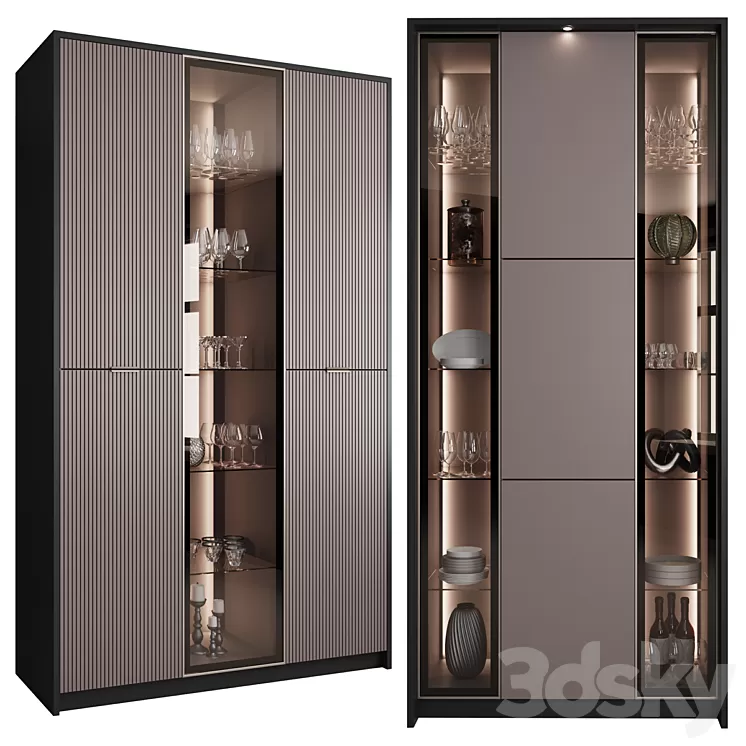 Сupboard with dishes My Design №6 3D Model Free