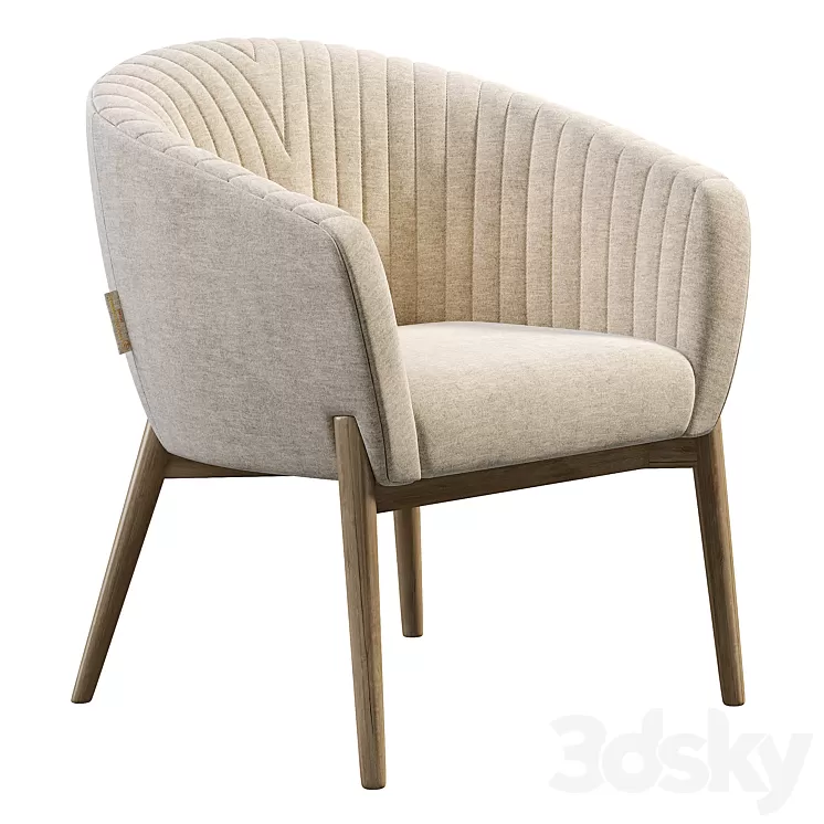 Upholstered Armchair with Channeled Back 3D Model Free