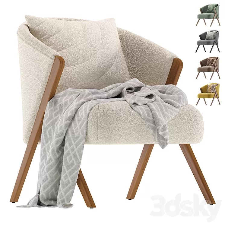 Upholstered Boucle Armchair Zara Home 3D Model Free