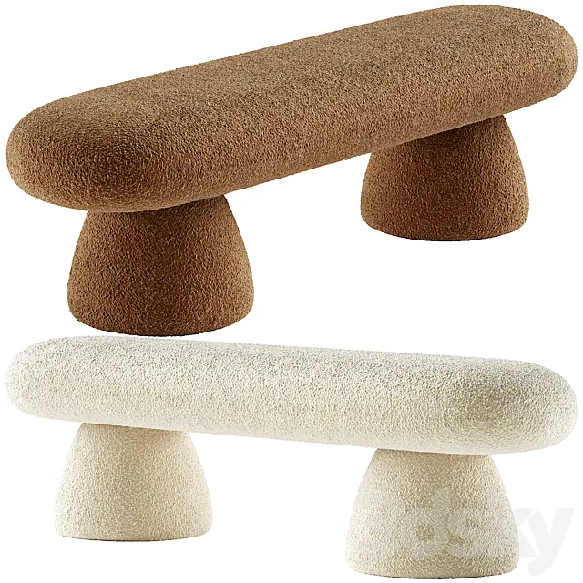 Upholstered Modern Bedroom Bench 3D Model