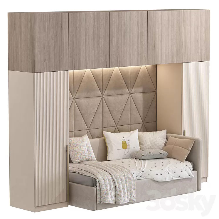 Upholstered sofa bed 3D Model