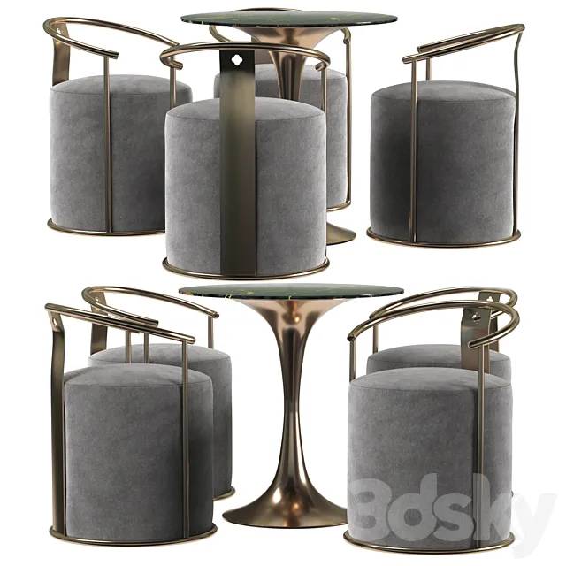 Upholstered Velvet Accent Chair Modern Round Accent Chair in Gold 3DModel