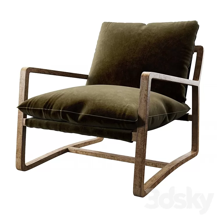 Ura chair in Olive green 3D Model