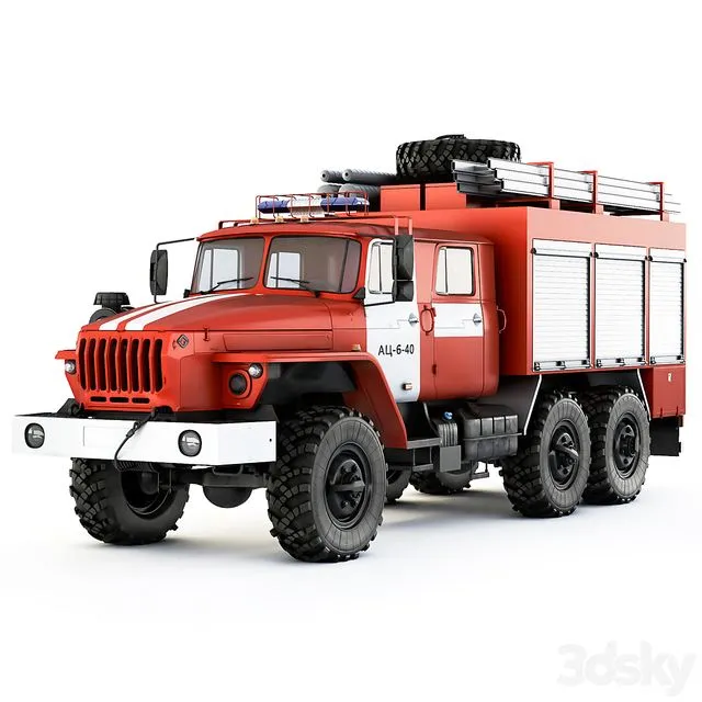 Ural 5557 Fire tank truck AC 6.0-40 2021 3D Model