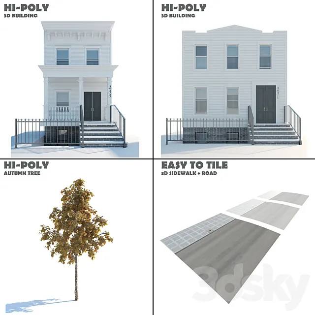 Urban Environment Set 3D Model