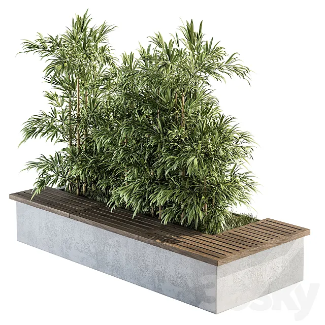 Urban Furniture _ Architecture Bench with Plants- Set 11 3DModel