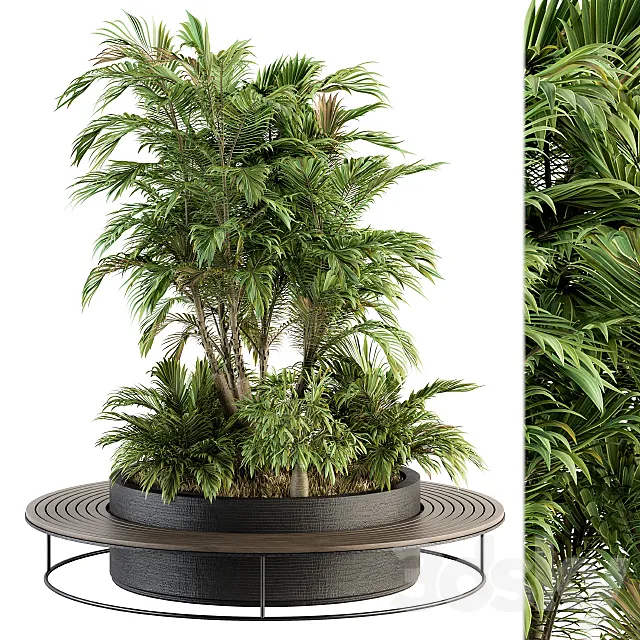 Urban Furniture _ Architecture Bench with Plants- Set 16 3D Model