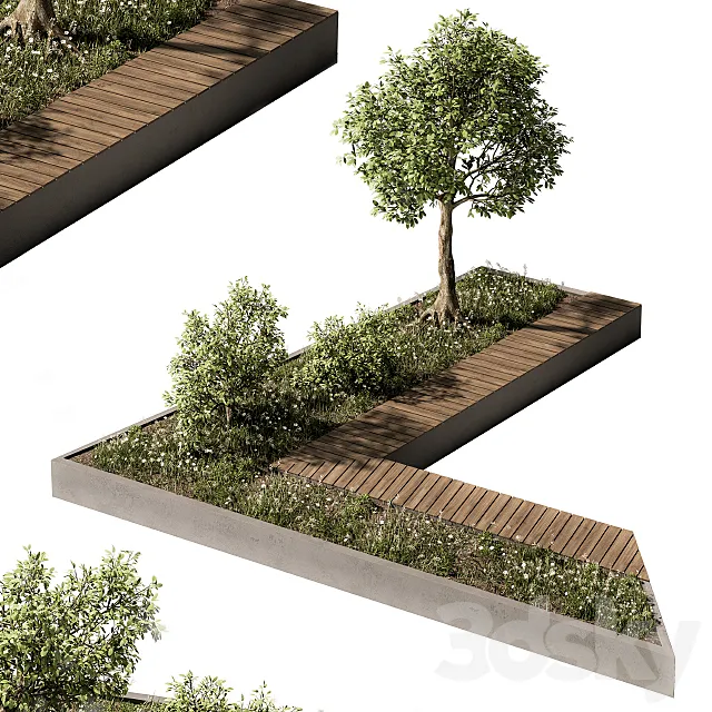 Urban Furniture _ Architecture Bench with Plants- Set 24 3DModel