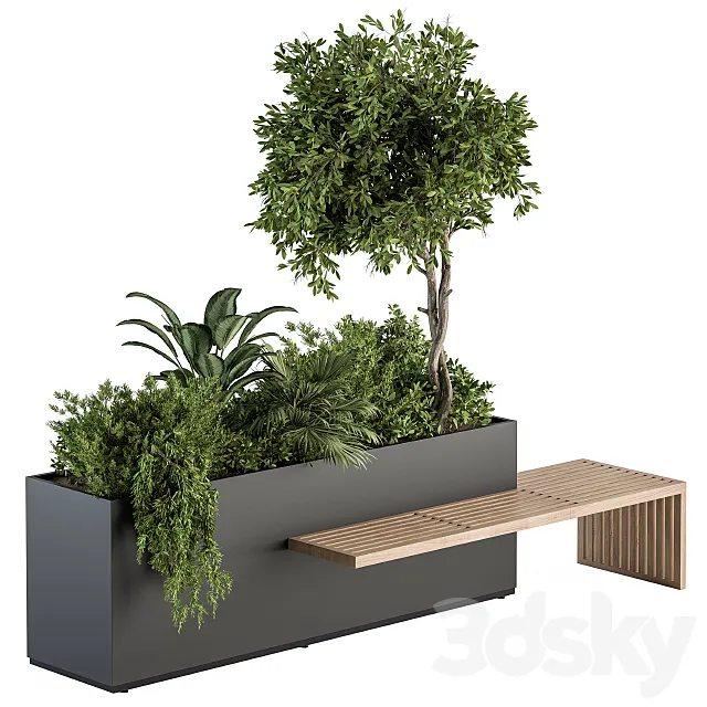 Urban Furniture _ Plant Box with Bench - Set 28 3DModel