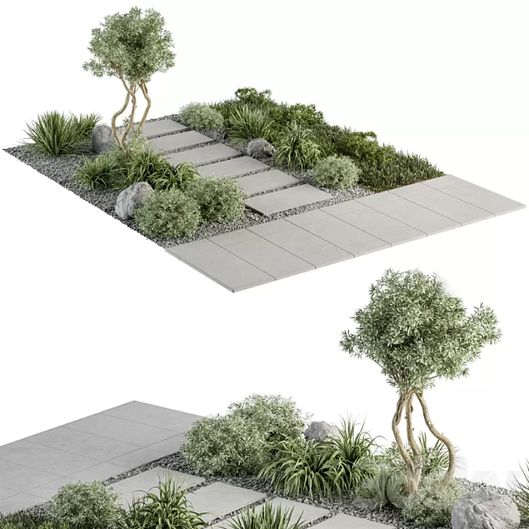 Urban Furniture / Architecture Environment with Plants- Set 29 3D Model