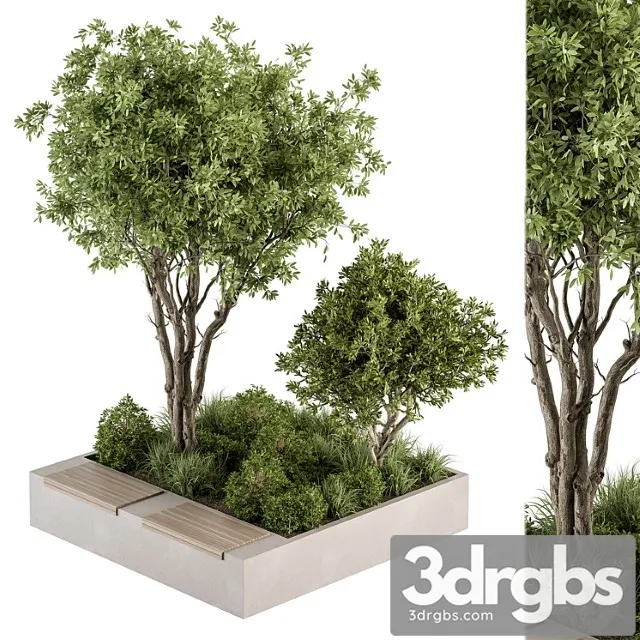 Urban Furniture Bench With Plants 45 3D Model Free