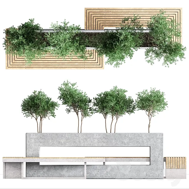 urban park bench 2 3D Model